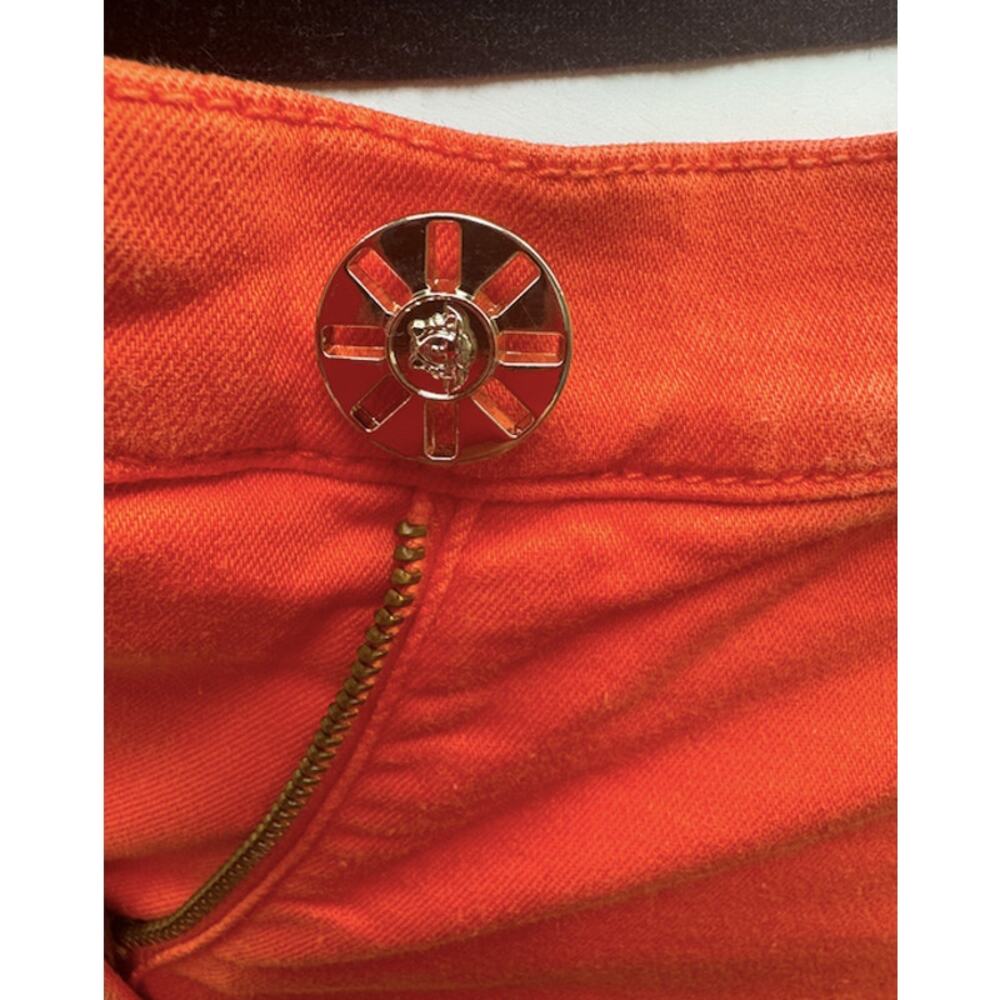 Women's Versace Runway Coral Medusa Motif Denim Jeans Size 25 - Picture 9 of 16